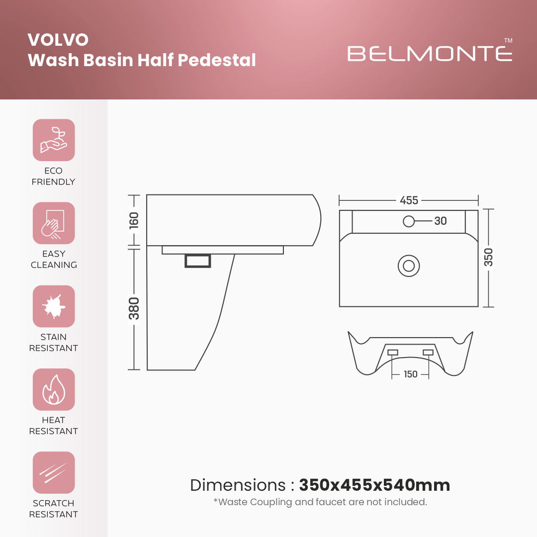Wash Basin Half Pedestal Set (Volvo)