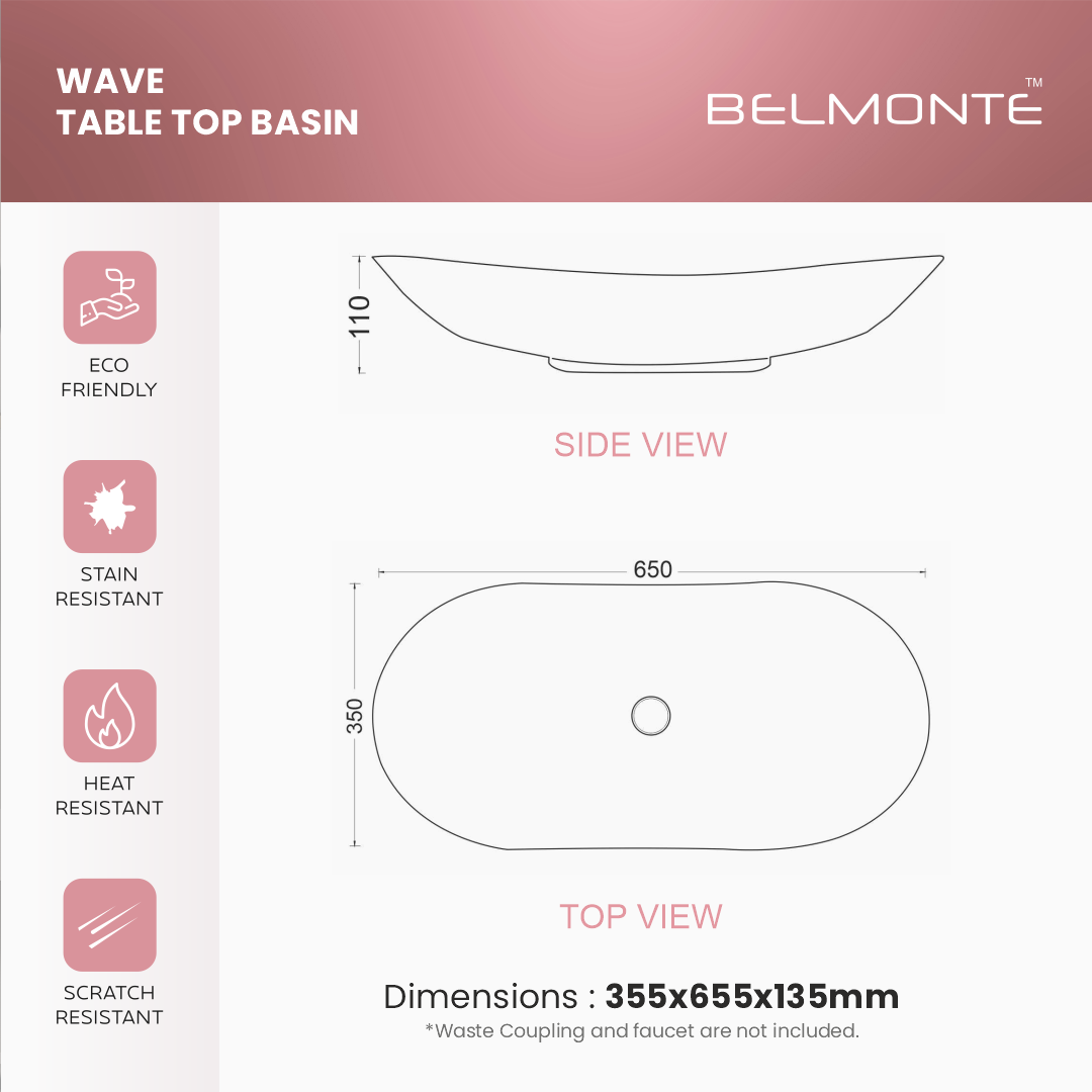 Ceramic Counter Top Basin Big Size (Wave)
