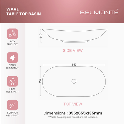 Ceramic Counter Top Basin Big Size (Wave)